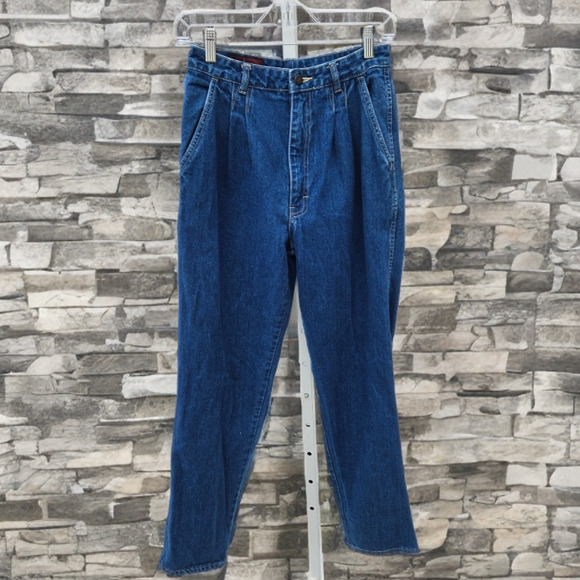 Vintage Jean de Paree Women's Jeans Pleated size 11/12 High Waist Straight Leg - Picture 1 of 14